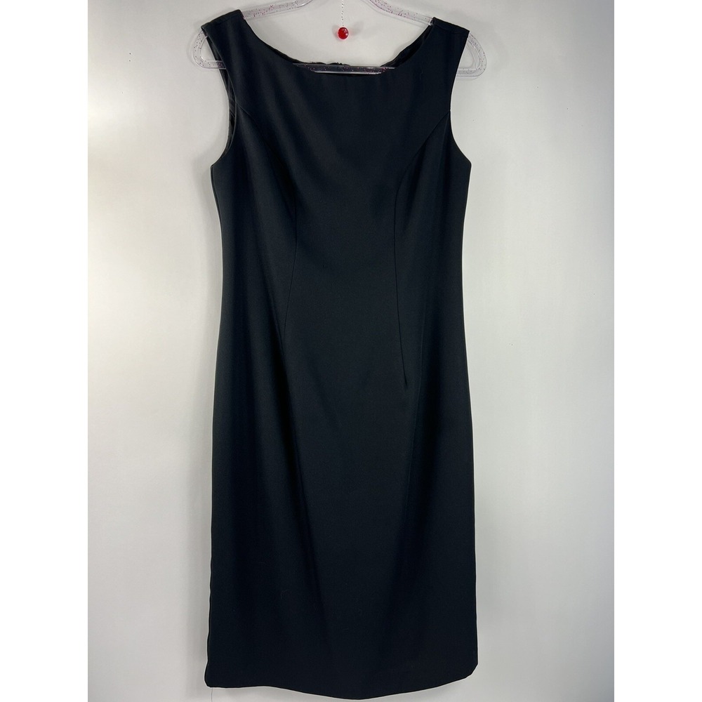 Vintage Clues Dress Women's Sz 10 Black‎ Sleeveless Sheath Lined Hidden Back Zip